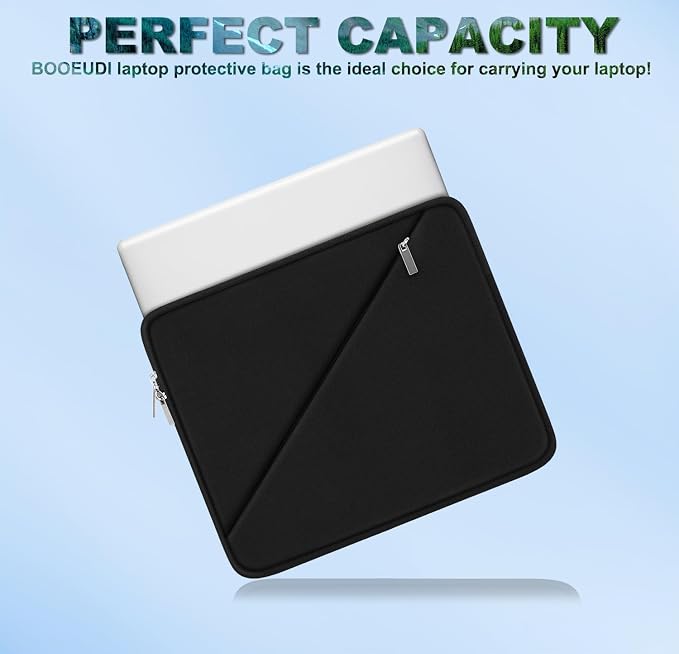 Laptop Sleeve 15 inch, Traveling Carrying Computer Bag with Zippered Pocket, Shockproof Protective Laptop Case Compatible for 15.4 in HP, Dell, Acer, Asus, Lenovo, Apple Notebook, Black