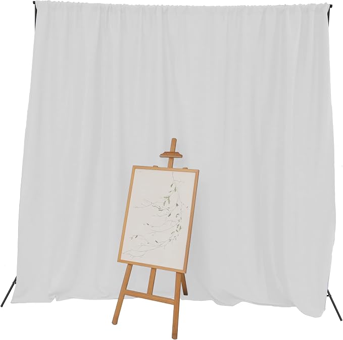 King Mills 10x10 ft White Backdrop Curtain for Photography, Also Serving as Background for Golf Simulators for Home, Streaming Backdrop, Podcast Background, Zoom Backdrop.