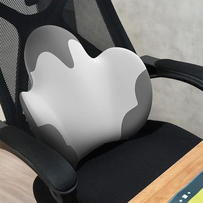Lumbar Support Pillow for Office Chair, Gaming Chair, Car Driver Seat Back Cushion, Bed & Couch, Gifts for Friends and Parents,Ergonomic Back Support Pillow with Comfortable Memory Foam(Grey/white)