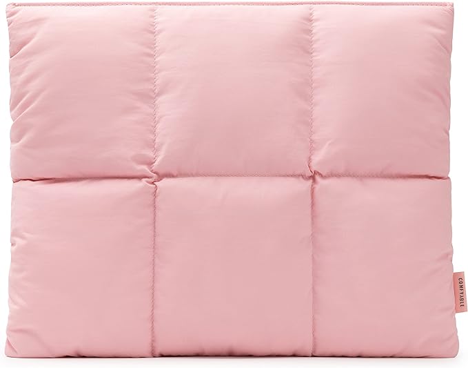 Comfyable Puffy Laptop Sleeve 15 16 Inch, Quilted Puffer Laptop Carrying Case for Women, Pillow Pouch Compatible for MacBook Air M5 & MacBook Pro M5 Pro/Max 2026, Pink