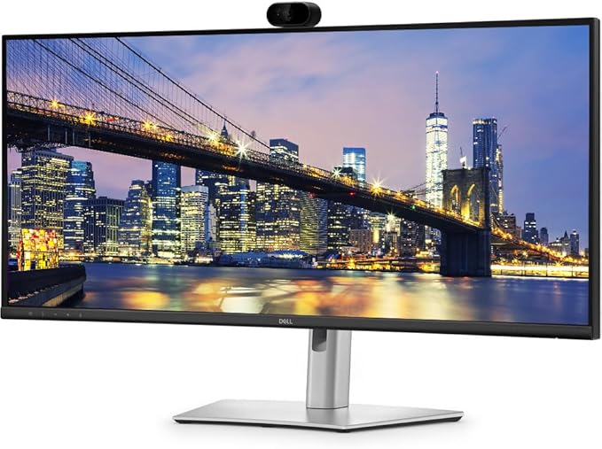 Dell P3426WEB Pro P 34″ UW-QHD (3440 x 1440) 100Hz LED Curved USB-C Hub Conferencing Monitor, Mount Compatible, Webcam, Speakers, Black, USB-C Cable, Cleaning Kit