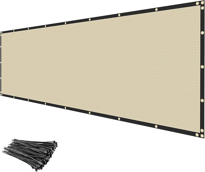 Privacy Fence Screen 6' x 108' Fencing Cover Heavy Duty Mesh Windscreen Cloth for Outdoor Garden Patio Backyard Chain Link Fence Beige