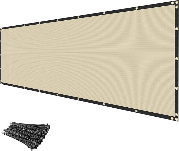 Privacy Fence Screen 6' x 170' Fencing Cover Heavy Duty Mesh Windscreen Cloth for Outdoor Garden Patio Backyard Chain Link Fence Beige