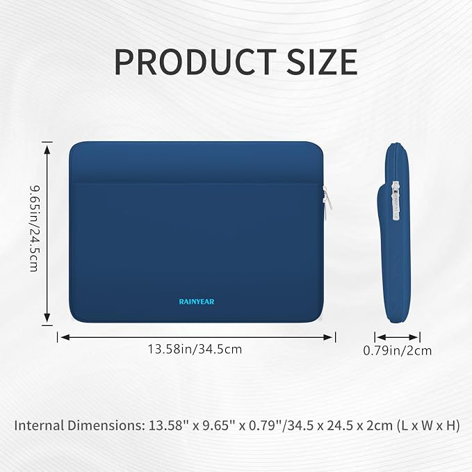 RAINYEAR Laptop Sleeve Case 13.3 Inch, Protective Portable Case with Front Pocket, Briefcase Handbag Laptop Bag Compatible with 13.3-14 Inch Laptop PC, 14 Inch MacBook Pro M5 M4 M3 M2 M1, Navy Blue