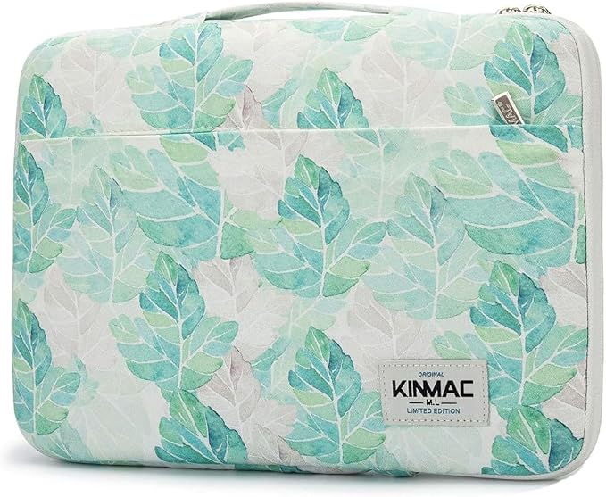 Kinmac 360° Protective Laptop Sleeve Case Bag Cover with Handle for MacBook Pro 16 inch,16 inch HP,Lenovo,Dell,ASUS,Acer Ultrabook and Business Laptop (Green Leaf)