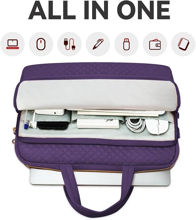 Laptop Case Bag Women Men Computer Sleeve Compatible with MacBook/Dell/HP/Acer/ASUS, Waterproof Shoulder Carrying Briefcase, Purple, 17-17.3 Inch