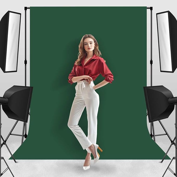 Photo Backdrop Deep Green Background Fabric Professional Photography Solution 6x9ft Seamless Design Eliminate Wrinkles Natural Theme Photography and Flower Background