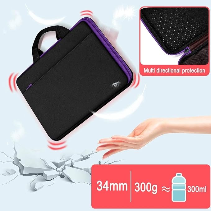 Hseok Laptop Case 13.3-14 inch Sleeve, TSA Computer Handbag Water-Resistant and Shockproof Bag Compatible with MacBook Pro/Neo 14", Mac Air/Pro 13.3" and 13"-14" Notebooks Chromebooks,Black-Purple