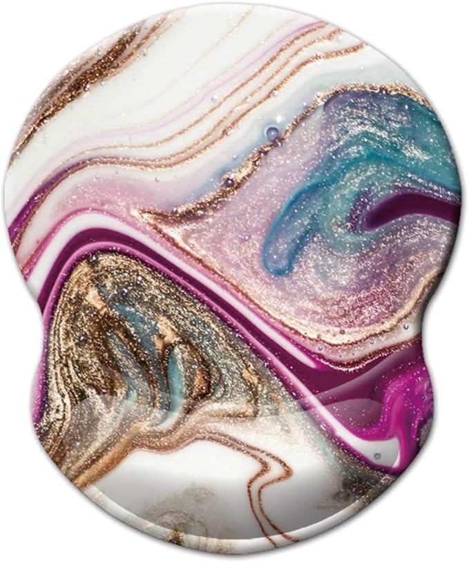 Mouse Pad with Wrist Support, Non Slip Mousepad Wrist Rest for Office, Computer, Laptop & Mac-Comfortable & Lightweight Ergonomic Support Mouse Mat(Beige Purple Marble-Wrist)