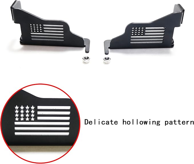 sukemichi Black Steel Front Foot Pegs Doors Off For 1997-2006 Jeep TJ Wrangler Exterior Door Hinge Foot Pegs Foot Rest Pedals - 1 Pair, USA FLAG