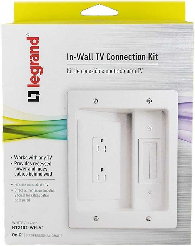 Legrand – OnQ in-Wall Cable Management Kit for Power & Low Voltage Cords – Hides TV or Display Cables Retrofit Behind the Wall – UL Listed TV Cord Hider w/DIY Install & Included Hardware – HT2102WHV1