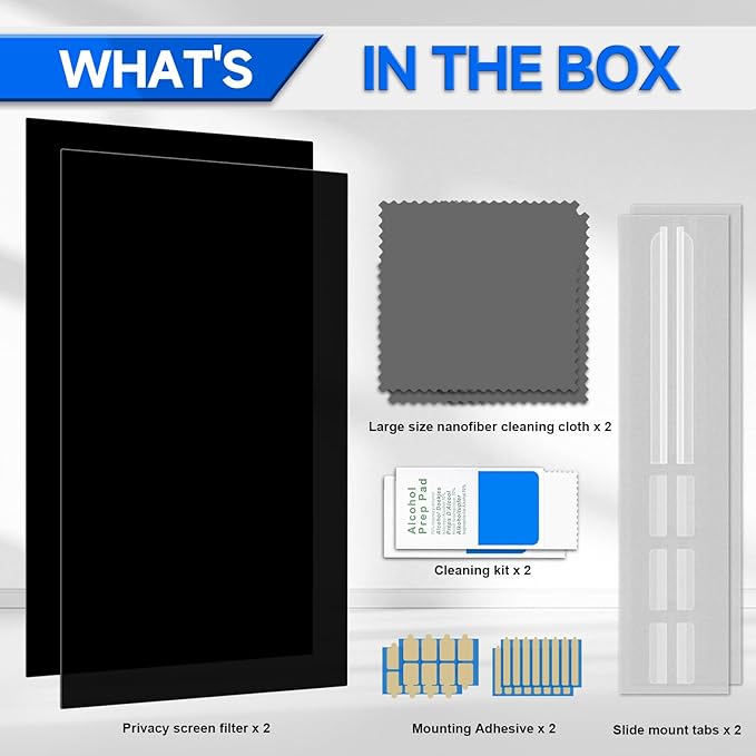 [2-Pack] Privacy Screen For Computer Monitor, 23.6-Inch 16:9 Aspect Ratio; Anti Spy/Bule Light/Glare And Eye Protection, 2 Install Ways Removable For Office, Airport, Cafe And Other Public Area; Diagonal 23.6 Inches, Width 20.57 Inches, Height 11.57 In...