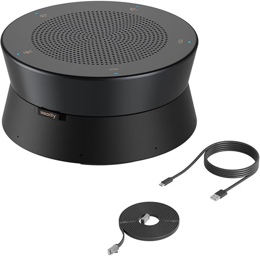 NEARITY A20S Conference Speaker and Microphone, USB Speakerphone w/8 Mics, 16ft Voice Pickup, AI 2.0 Noise Cancelling, USB Speakermic with Daisy Chain, Works with Microsoft/Teams/Google Meet