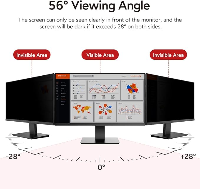 bersem 2 Pack 24 Inch Computer Privacy Screen for 16:9 Ratio Monitors, Anti-Glare, Blue Light Filter, Removable, UV-Blocking