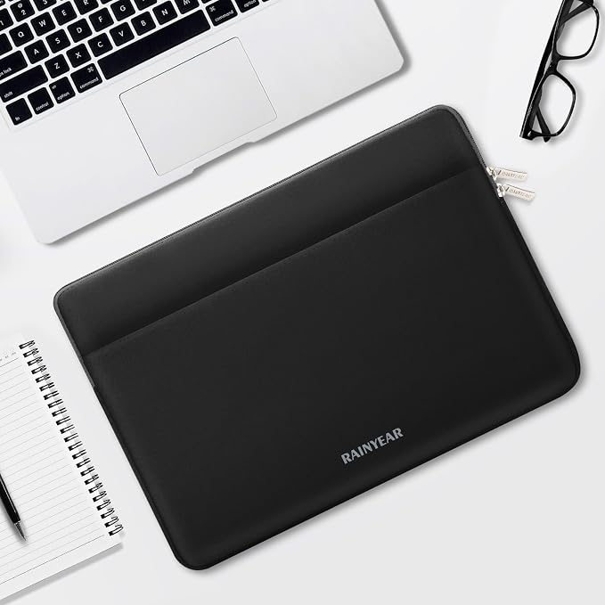 RAINYEAR Laptop Sleeve Case 13.3 Inch, Protective Portable Case with Front Pocket, Briefcase Handbag Laptop Bag Compatible with 13.3-14 Inch Laptop PC, 14 Inch MacBook Pro M5 M4 M3 M2 M1, Black