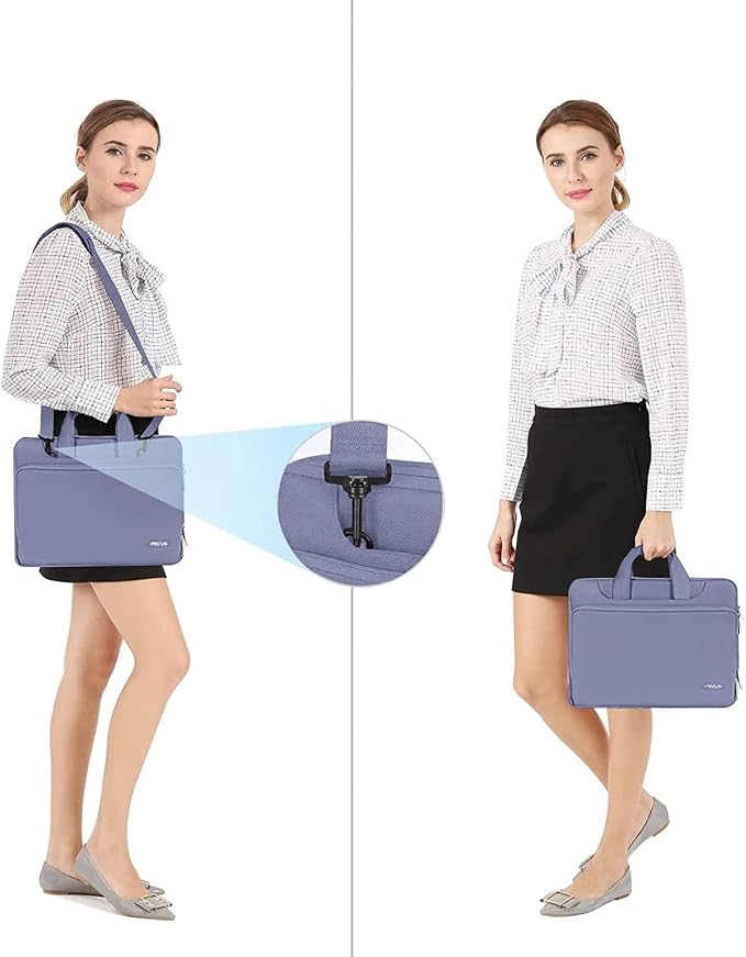 MOSISO 360 Protective Laptop Bag 15.6 inch, 15-16 inch Computer Bag Compatible with MacBook Air 15 inch/Pro 16 inch, HP,Dell,Lenovo,Asus,Notebook, Laptop Carrying Case with Strap&Handle, Lavender Gray