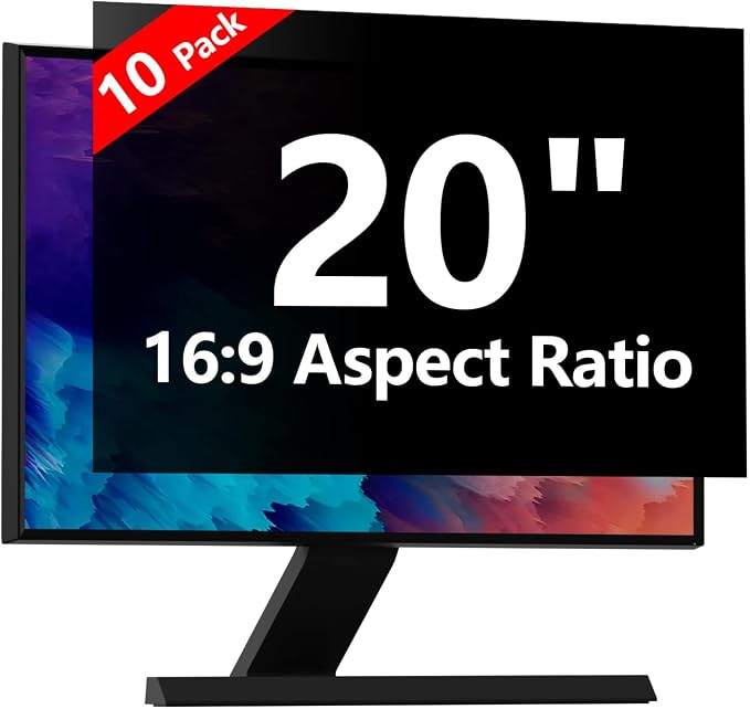 【10 Pack】 Computer Privacy Screen Protector 20 Inch with Hp Dell Asus Samsung LG and More, Removable Security Shield Filter for 16:9 Aspect Ratio Monitor Like ViewSonic Sceptre