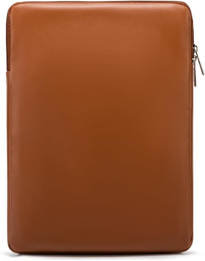 Kinmac 360° Protective Vertical Laptop Sleeve Case Cover Bag (Coffee Flower PU, 13.5 inch-14 inch)