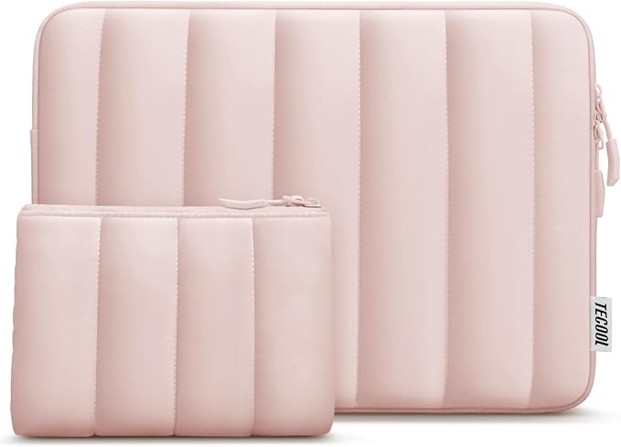 TECOOL Puffy Laptop Case 13.3 inch,13-13.3 inch Laptop Sleeve for MacBook Air 13 inch M5(2026) M4 M3 M2 M1,MacBook Neo 13 A18, Mac Pro 13/Mac Pro 14 M5 Waterproof Notebook Sleeve with Small Case,Pink