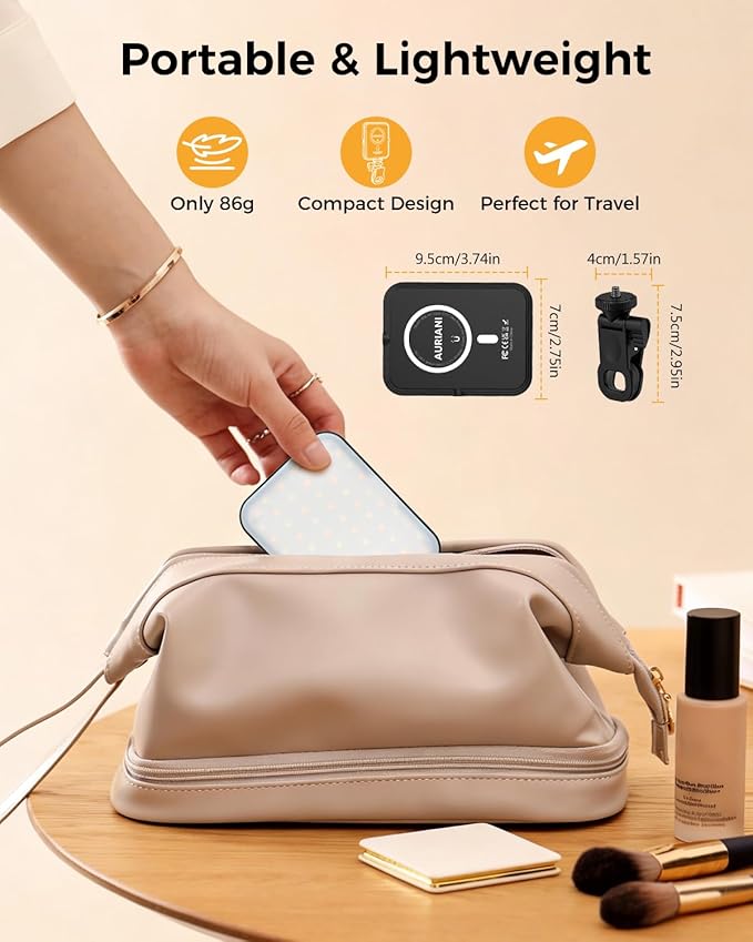 Magnetic Selfie Light for iPhone, Selfies Video Lighting, 6 Lighting Modes, 12 Brightness Levels, Clip, Magnetic or Camera Mount, Ideal for TikTok, Zoom, Makeup, Live Streaming