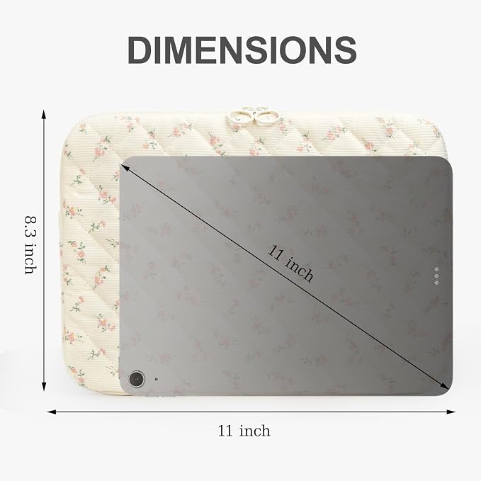 Puffy Laptop Sleeve 13-15.6 Inch Corduroy Quilted Laptop Protective Case Cute Floral Computer Sleeve Protective for MacBook (B-Pink, 11 Inch)