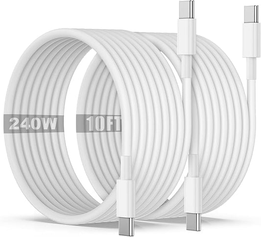 240W USB C to C Charging Cable 10ft,Type C to C Fast Charger Cord Long for Apple iPhone 17 Pro Max/17 Pro/16 Pro/16/15/Macbook Pro/Macbook Air/iPad Pro/Air/Laptop/Samsung Galaxy S25 S24 S23 Ultra/Plus