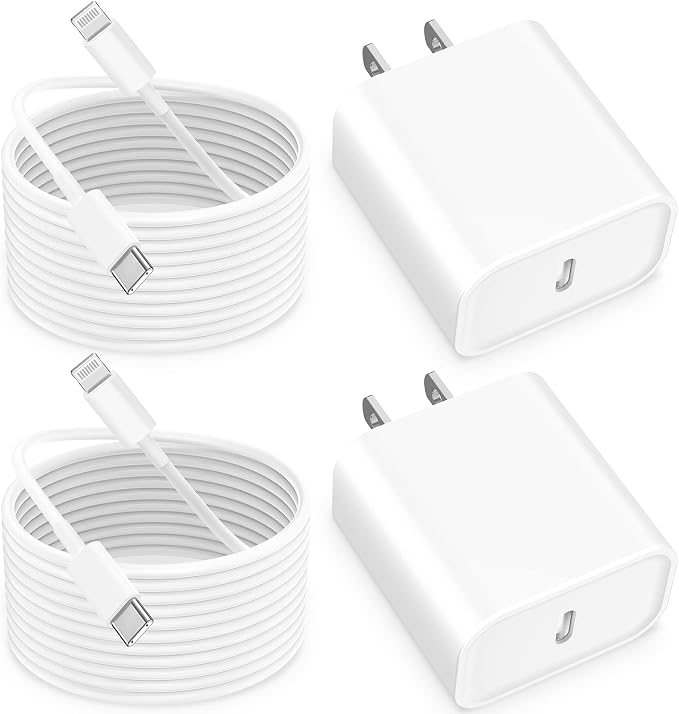【MFi Certified】iPhone 14 Fast Charger, Linocell 2Pack 20W PD USB-C Power Type-C Wall Charger Adapter with 6FT Type-C to Lightning Cable Compatible for iPhone 14 13 12 11 Pro Max XS XR Mini X 8 SE iPad