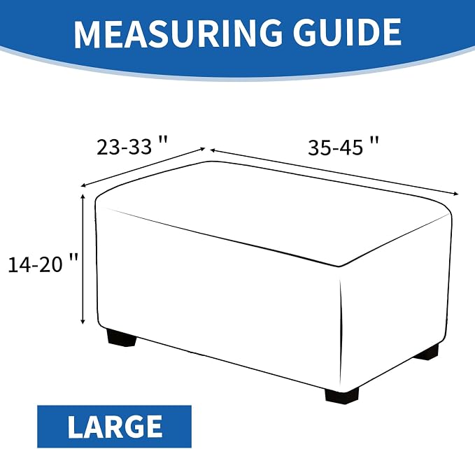 Ottoman Covers Ottoman Slipcovers Folding Storage Stool Washable Furniture Protector,Elastic Foot Stool Foot Rest Protector for Living Room Bedroom,Large,Light Blue
