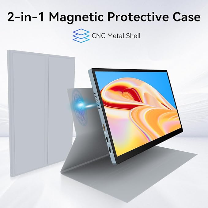 Prechen 10.5" OLED Touchscreen Portable Monitor 2.5K 2560x1600, 100% NTSC, 54000:1 Contrast, Mini Second Touch Display with Protect Case & Speaker, USB-C, HDMI, Small Screen for Laptop Mini PC Phone