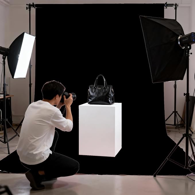 Black Screen Backdrops 5x7ft Solid Color Photo Backdrops for Photoshoot, Photography Background for Meeting Wall, Party, Videos