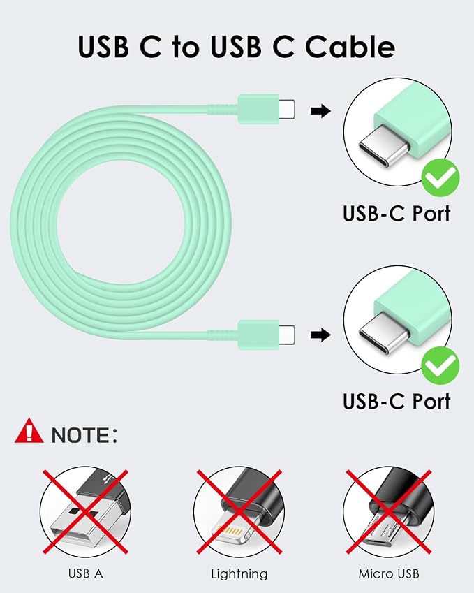 AISNI USB C Charger, 2 Pack 25W Type C Charger Fast Charging with USBC Chargers Cable 6 FT Android Phone Charge for Galaxy S25/ /S24/S23+/S22/S21/S20/Phone 17 16 15 Pro Max 16 15 Plus-Green