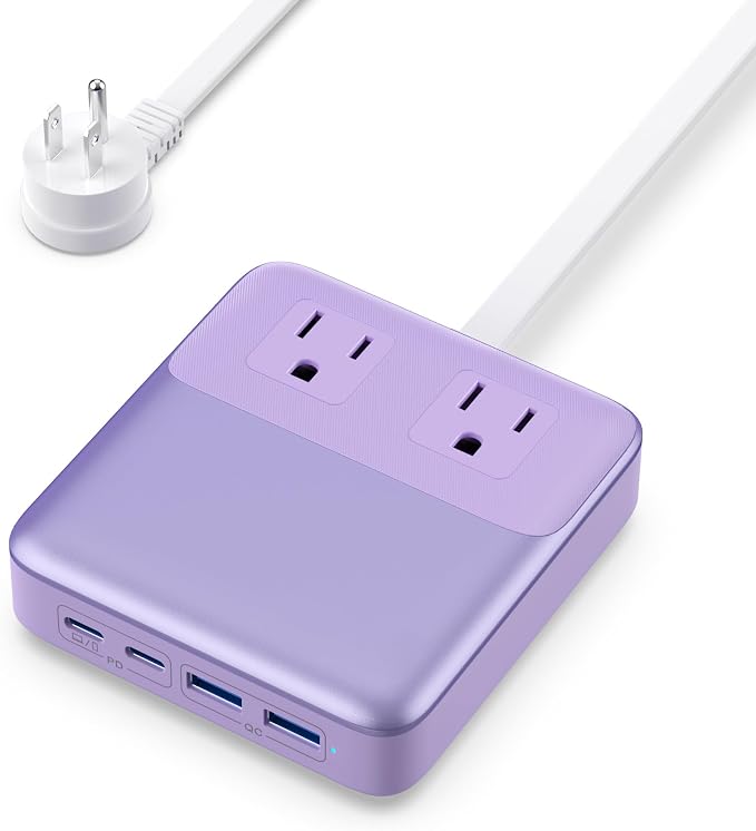 135W Charging Station USB C Power Strip,6-in-1 GaN USB C Charger Block with Plug &5ft Cord,2 AC,2 USB-A,2 USB-C,PD 65W Laptop Charger for MacBook,iPhone 16/15/14,Desktop Fast Charging for Home,Office
