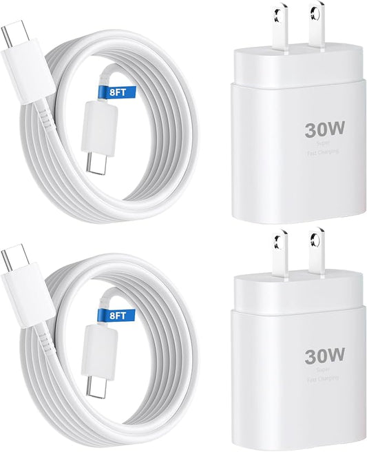 Phone 17 16 15 Charger Fast Charging,30W USB C Phone 17 16 15 Pro Max Charger Block & 8FT Long Type C Cable Cord for i.Phone 17/Air/17 Pro/17 Pro Max/16/16 Pro/16 Pro Max/15/15 Pro Max,White