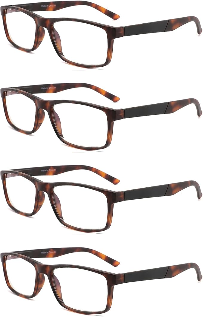 Blue Light Blocking Reading Glasses 4 Pack Computer Readers for Women Men,Anti Glare UV Ray Filter Eyeglasses… (4pack-brown tortoise, 3.00)