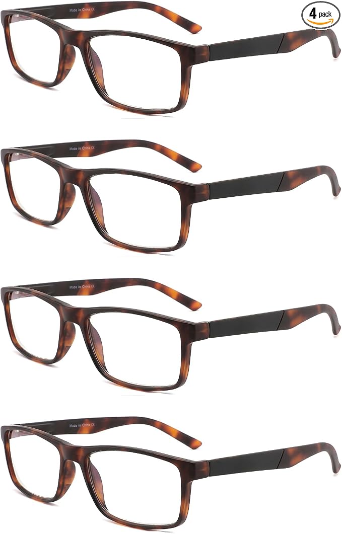Blue Light Blocking Reading Glasses 4 Pack Computer Readers for Women Men,Anti Glare UV Ray Filter Eyeglasses… (4pack-brown tortoise, 0.75)
