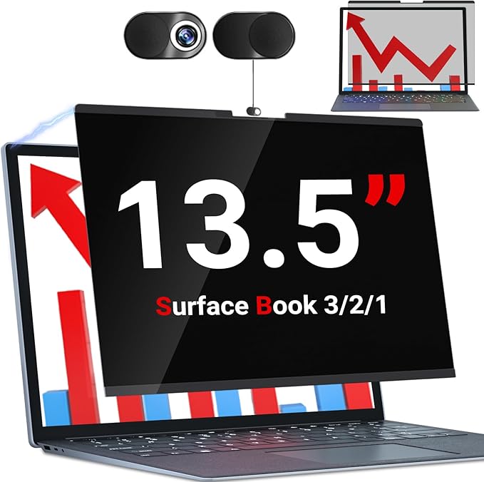 ZOEGAA Privacy Screen for 13.5 inch Surface Book 3/2/1,Magnetic Removable Touchable Privacy Filter for Surface Book 13. 5inch Screen Protector,Anti-Blue Light Anti-Scratch