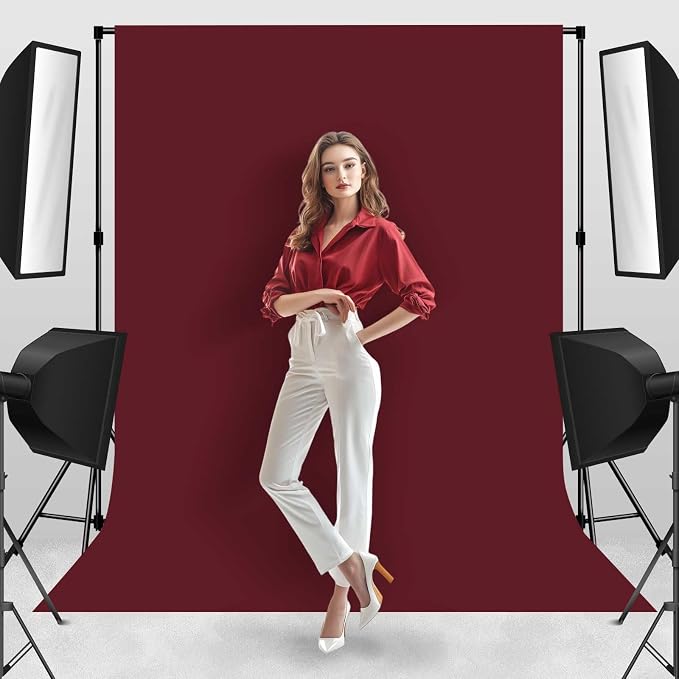 Photo Backdrop Wine Red Background Cloth Professional Photography 6x9ft Seamless Design to Eliminate Wrinkles Wedding Luxury Theme Decoration Art Exhibition Gallery Display