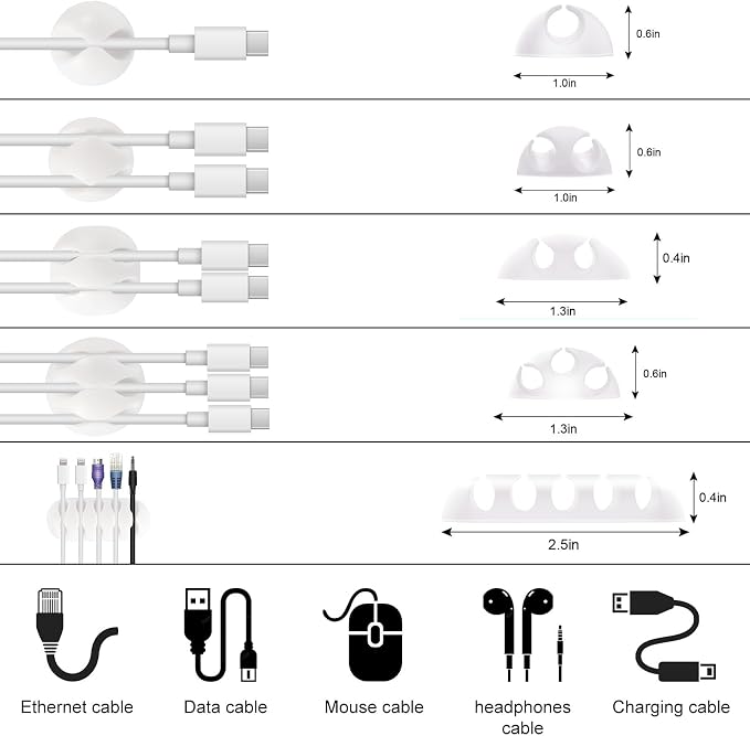137PCS Cable Management Kit 4 Cable Sleeve Split 100 Cable Zip Ties 10 Cable Clips 15 Adhesive Wall Cable Tie 10 Cable Zip Tie for TV Computer Office Home Under Desk