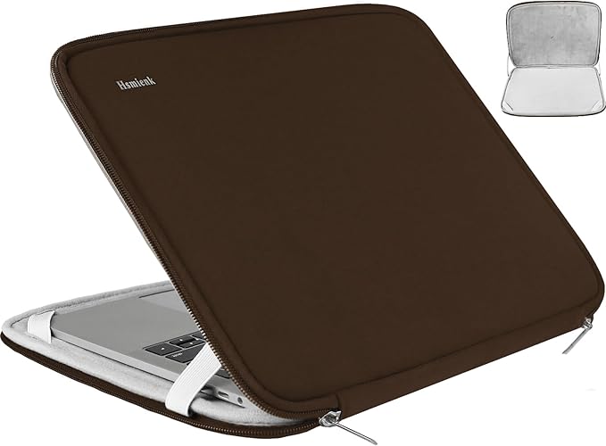 Laptop Sleeve Bag 14 inch, Shockproof Protective Computer Cover Flip Case Briefcase Carrying Bag Compatible with 14" HP, Lenovo, Asus, Acer, Notebook, Chromebook Computer, Brown