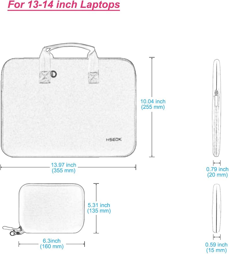 Hseok Elastic Laptop Case 13.3-14 Inches Sleeve with Small Case, Neoprene Carrying Bag Compatible with MacBook Neo 14, MacBook Pro 14 M5/M4/M3/M2/M1, XPS 14 and Most 13.3-14 Notebooks,B02K01
