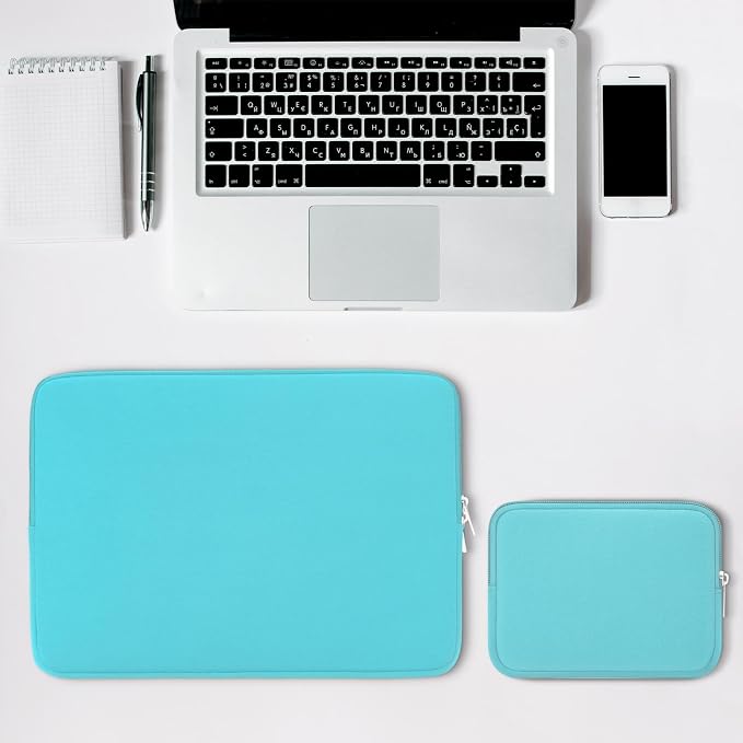 RAINYEAR 15 Inch Laptop Sleeve 15" Protective Soft Case Cover Bag with Accessories Pouch, Compatible with 15.4" MacBook Pro/Air A3448 A3241 A2941 A3114 A1938 A1707 A1990 (Blue)