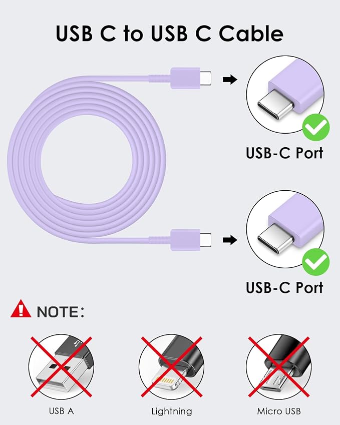 AISNI USB C Charger, 2 Pack 25W Type C Charger Fast Charging with USBC Chargers Cable 6 FT Android Phone Charge for Galaxy S25/ /S24/S23+/S22/S21/S20/Phone 17 16 15 Pro Max 16 15 Plus-Purple
