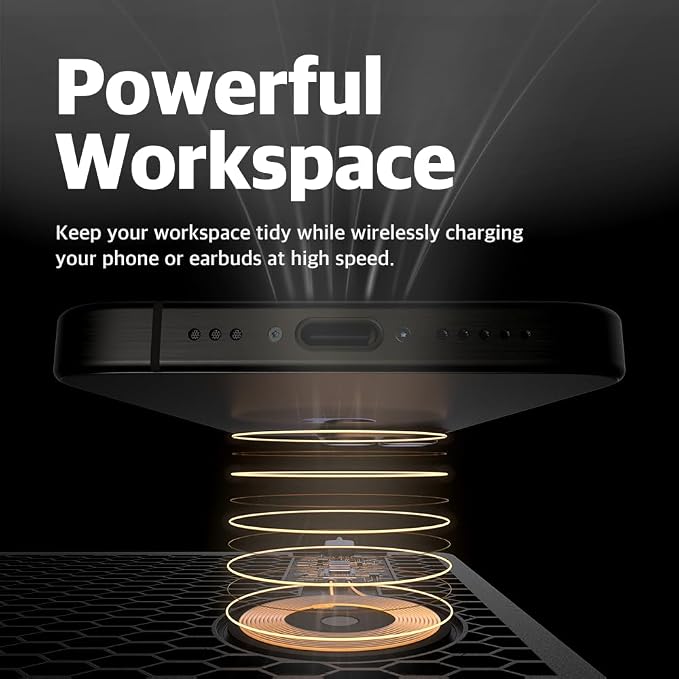 POUT H3 Wireless Charging Mouse Pad – Qi-Enabled Fast Charger Built into Sleek Desk Mat, Compatible with Phones, Earbuds & More(Latte Cream)
