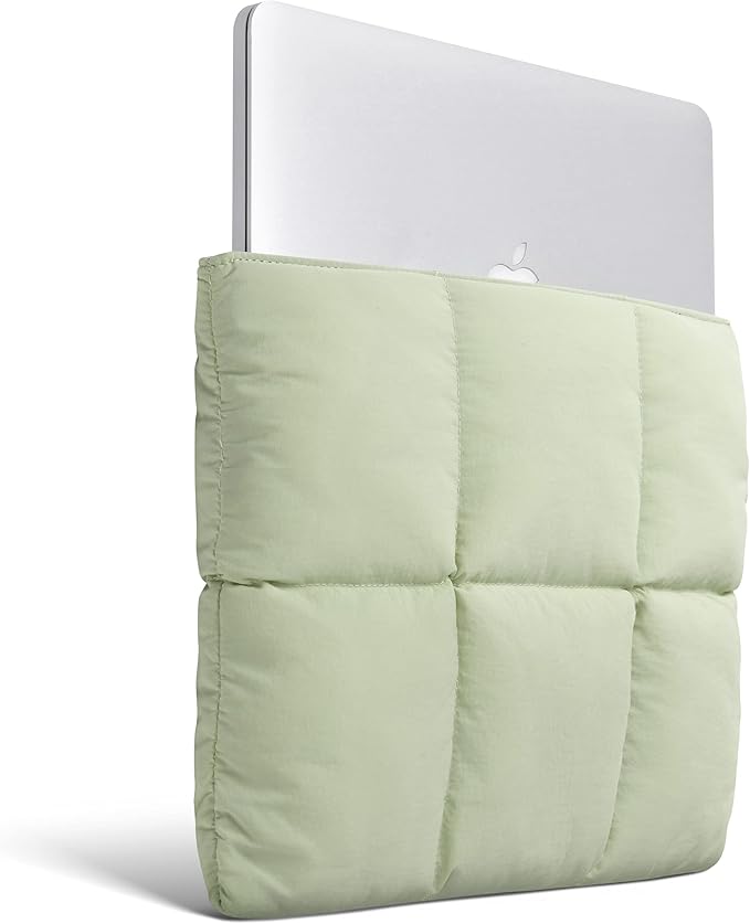 Comfyable Puffy Laptop Sleeve 15 16 Inch, Quilted Puffer Laptop Carrying Case for Women, Pillow Pouch Compatible for MacBook Air M5 & MacBook Pro M5 Pro/Max 2026, Sage