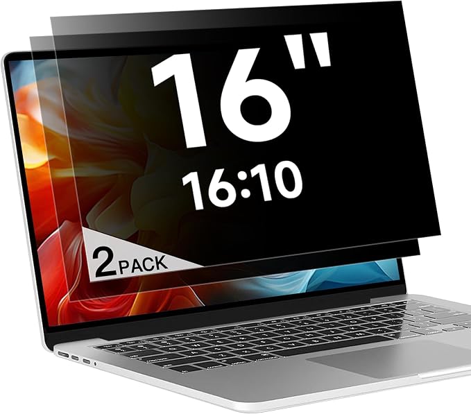 2 Pack 16 Inch 16:10 Laptop Privacy Screen Filter, Anti Blue Light Glare & Anti Scratch Computer Privacy Shield for 16" with 1920x1200 Aspect Ratio Laptop, Not for 16.1''
