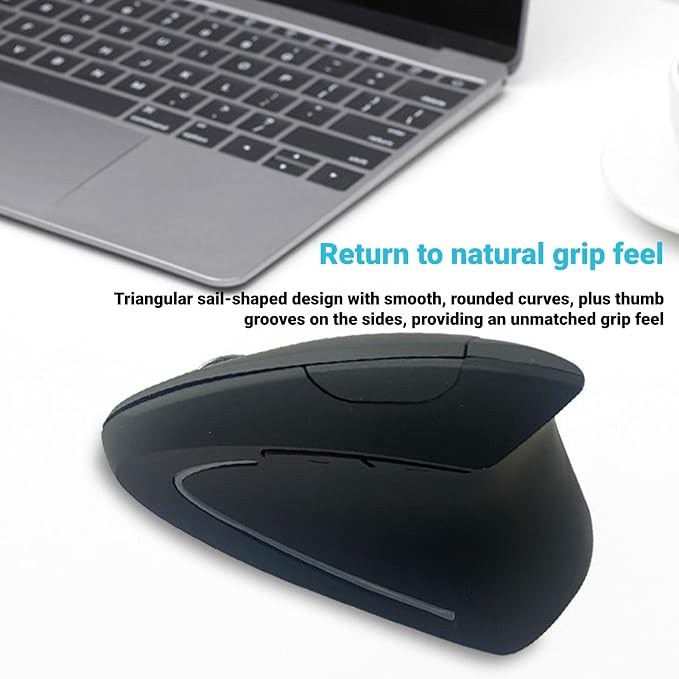 Vertical Mouse for Gaming and Work, 2.4G Wireless Lighted Mouse with Adjustable DPI, Battery Operated