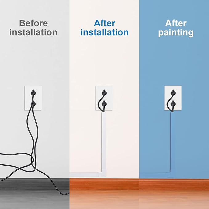 94.5in Cord Hider Kit, Cord Covers for Wires on Wall, Cable Hider Cord Organizer, Wire Hiders for TV on Wall, Cord Concealer, Cable Cover Wall Wire Management, 6X L15.7 W0.96 H0.58in, White