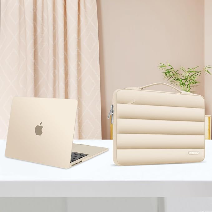 MOSISO Compatible with MacBook Air 13 inch Case M5 2026 M4 2025 M3 M2 2024-2022 A3449 A3240 A3113 A2681, Hard Case&Puffy Bag&Keyboard Cover&Webcam Cover&ScreenFilm for MacBook Air 13.6, Starlight