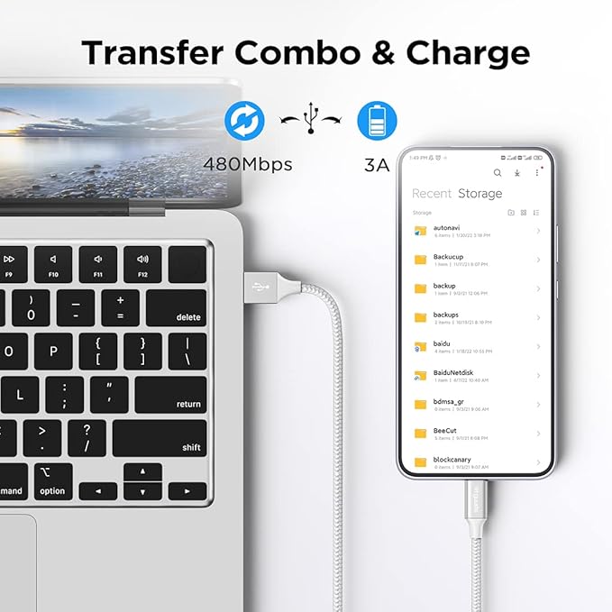 etguuds USB to USB C Cable 2ft, 2-Pack USB A to Type C Charger Cord Fast Charging for Samsung Galaxy A17 A16 A15 A26 A36 A56, S25 S24 S23 S22 S21 S20 S10 Note 20, for iPhone 17 16 15, Moto, White
