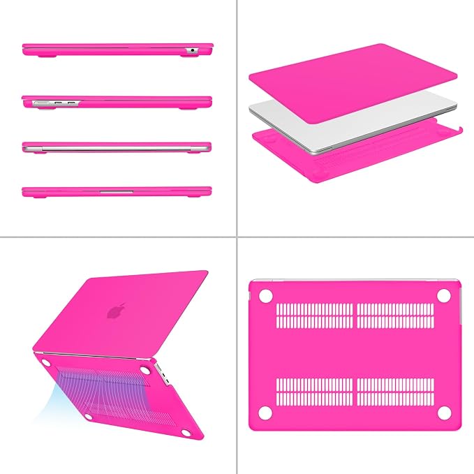 MOSISO Compatible with MacBook Air 13 inch Case M5 2026 M4 2025 M3 M2 2024-2022 A3449 A3240 A3113 A2681, Hard Shell&Keyboard Cover&Screen Film&Type C for MacBook Air 13.6 inch Case, Bright Rose